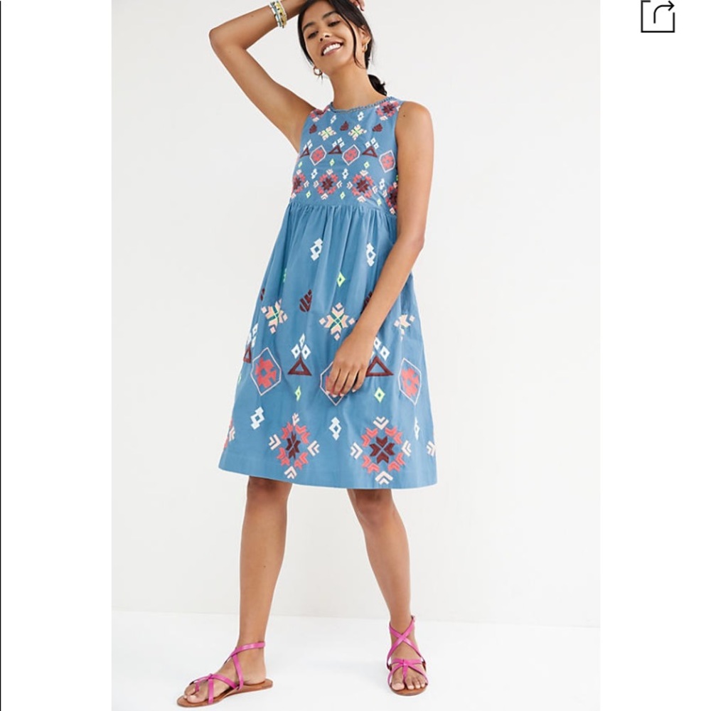 Anthropologie Embroidered Mini Dress